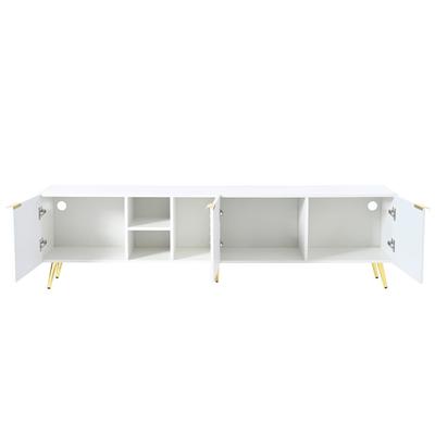 Modern TV Cabinet with Metal Handles and Gold Legs for TVs Up to 80"