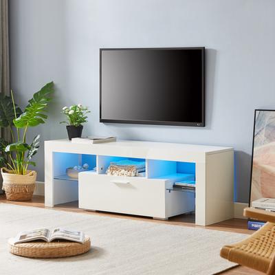 TVstand,EntertainmentCenter,TVstationTV console,media console,with LEDlight belt,light belt remote control,toughenedglassshelf