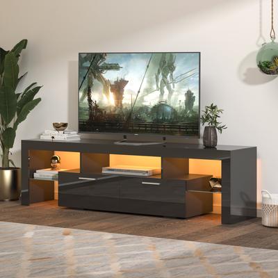 TVstand,EntertainmentCenter,TVstationTV console,media console,with LEDlight belt,light belt remote control,toughenedglassshelf