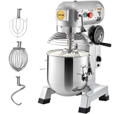 VEVOR Commercial Stand Mixer Electric Food Mixer Commercial with 3 Speeds Adjustable 108/199/382 RPM, Dough Hook Whisk