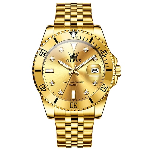 Montre à quartz OLEVS pour hommes montre-bracelet de sport en plein air mode calendrier lumineux décoration étanche montre en acier cadeau pour la fête des pères