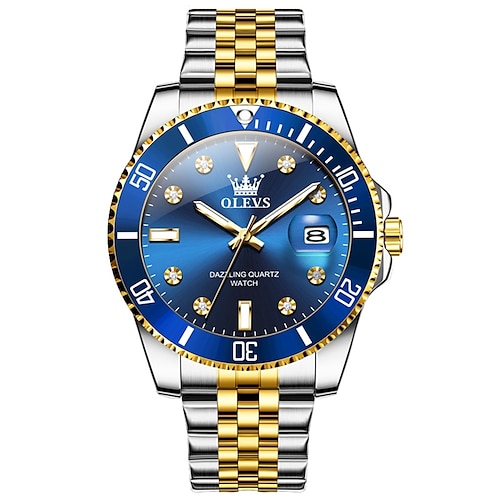 Montre à quartz OLEVS pour hommes montre-bracelet de sport en plein air mode calendrier lumineux décoration étanche montre en acier cadeau pour la fête des pères