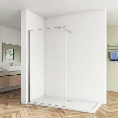 85x200cm+N Form: 140cm Stabilisator 8mm Nano Sicherheitsglas Walk in Duschwand Duschabtrennung Höhe Image