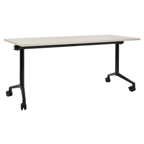 Schreibtisch Heller Holzfarbton u. Schwarz 160 x 60 cm Klappbar Faltbar mit Rollen Mobil Bürotisch für Homeoffice Büro Modernes Design