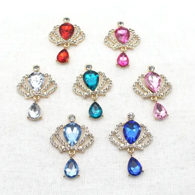 New Fashion Mixed Color Metal Crown Pendant Gold DIY 10Pcs/Lot 31*46mm Costume Wedding Decoration