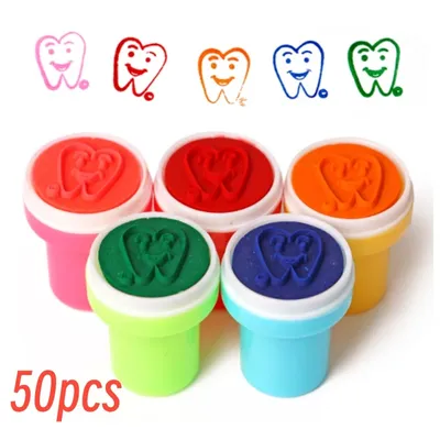 20/50Pcs Dentist Gift Smiley Face Tooth Stamper Kids Self-ink Tooth Pattern Stamps Encourage Seal