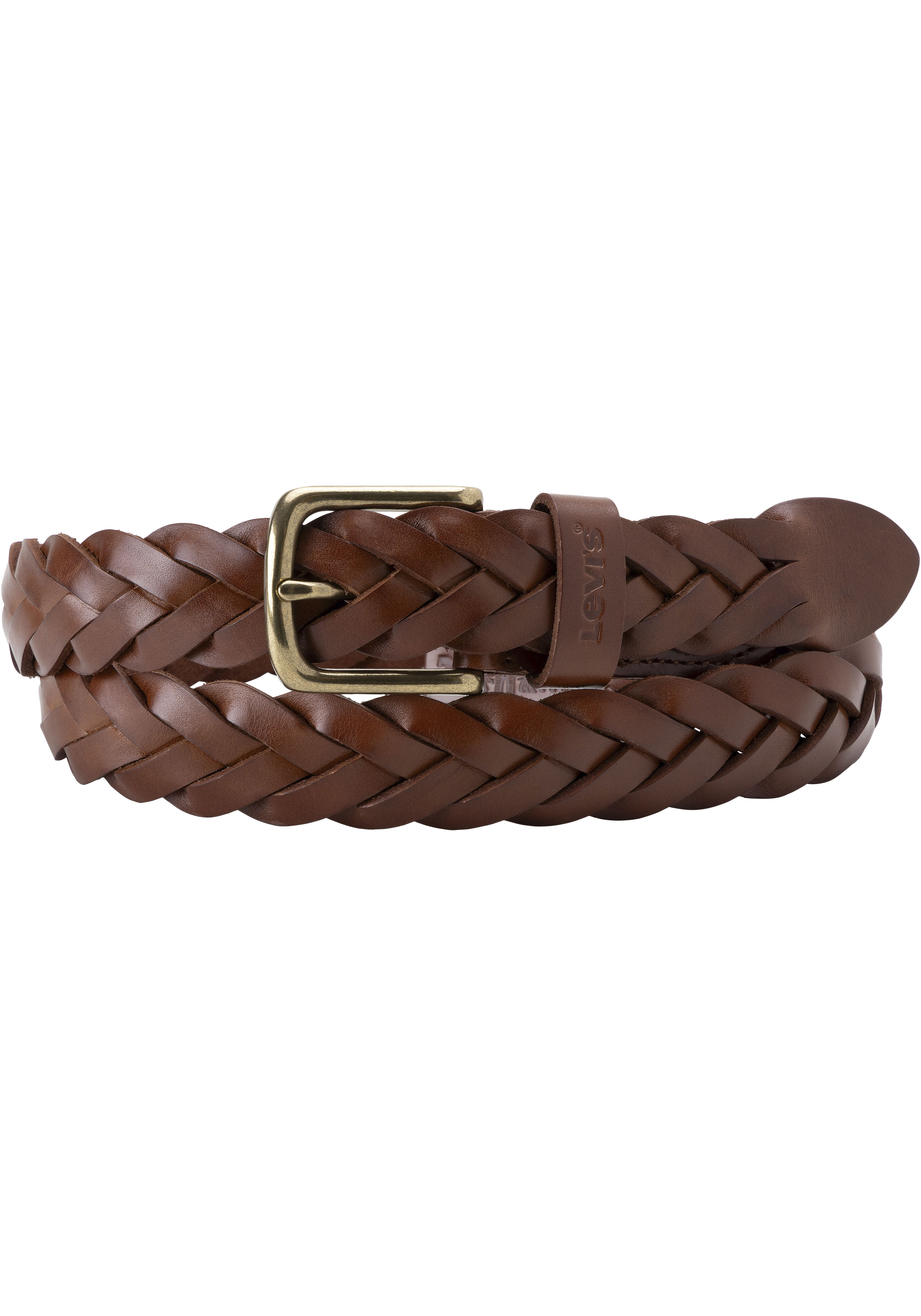 Ledergürtel LEVI'S "LEATHER BRAID", Damen, Gr. 11,5, braun (cognac), Rindsleder, Flechtoptik, Casual,Modisch, Gürtel, Unisex Image