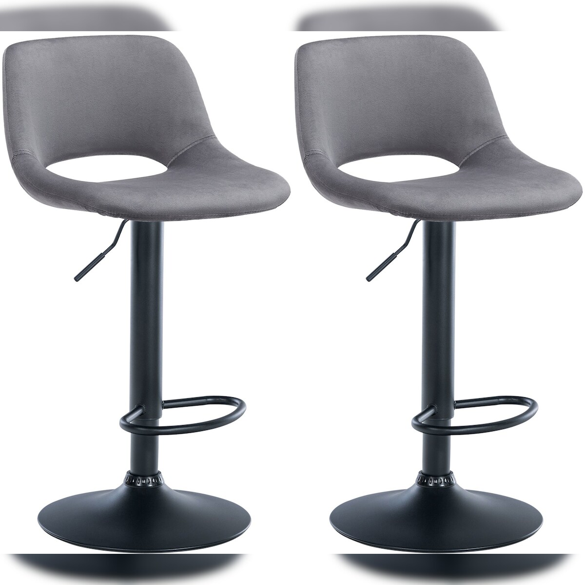CLP 2er Set Barhocker Camden Samt dunkelgrau/Metall matt schwarz Image