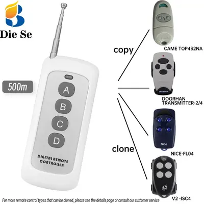 Diese 433MHz RF Clone Remote Control Copy Transmitter Cloning Learning Fixed Code Duplicator for