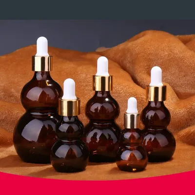 New dark brown gourd essential oil bottling high-grade essential oil bottling 30ml100ml glass dropper bottle double gourd bottle