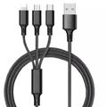Cavo di ricarica multiplo Da USB A a Tipo C/Micro/IP 2.1 A Cavo di ricarica Nylon intrecciato Duraturo 3 in 1 Per Xiaomi Huawei iPhone Appendini per cellulare