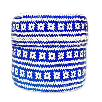 Woven Blue,'Blue Handwoven Basket for Decorative Storage from Mexico'