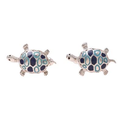 'Trendy Turtles' - Sterling Silver Cufflinks Good Luck Mens Jewelry Turtl