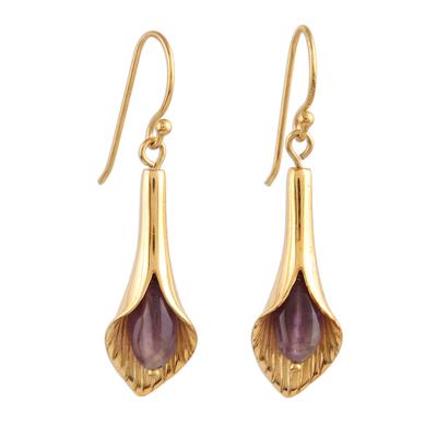Gold vermeil amethyst flower earrings, 'Secret Lilies'