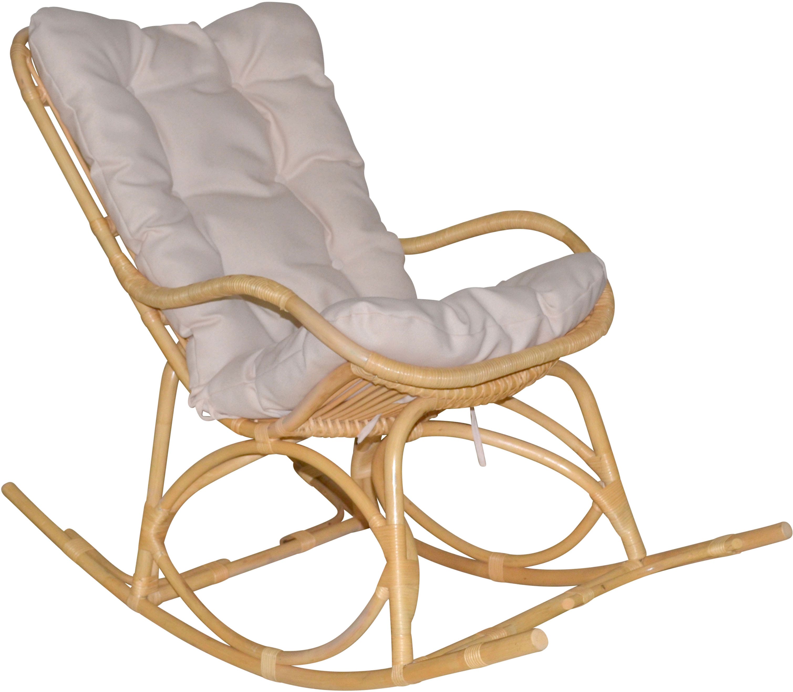 Schaukelsessel, beige (naturfarben), B:65cm H:96cm T:122cm, Stoffbezug 100% Polyester, HOFMANN LIVING AND MORE, Sessel, Handgeflochten