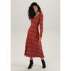 Midikleid ANISTON SELECTED, Damen, Gr. 44, N-Gr, rot (dunkelrot, schwarz, blau, rot), Single Jersey, Obermaterial: 95% Viskose, 5% Elasthan, bedruckt, gemustert, modisch, figurumspielend Midi, V-Ausschnitt, Langarm, Kleider, mit Smok-Einsätzen und...