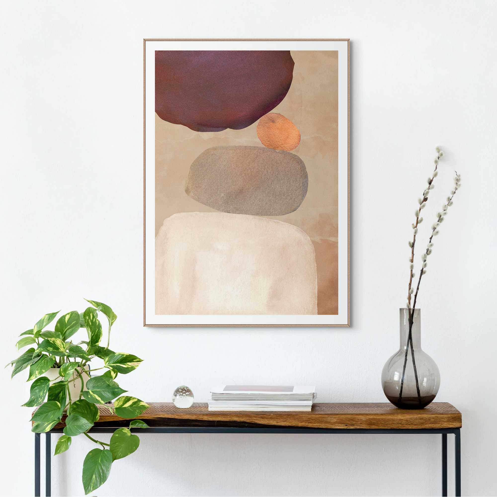 Bild mit Rahmen REINDERS "Pebble Play", braun (farbe bild(er): braun), B:50cm H:70cm T:2,2cm, Holzwerkstoff, Bilder Image