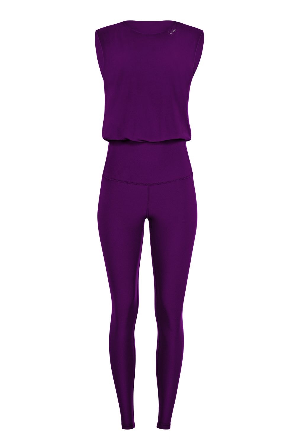 Jumpsuit WINSHAPE "JS102LSC", Damen, Gr. M, Normalgrößen, lila (schwarz plum), 85% Polyester, 15% Elasthan, Rundhals, Overalls Jumpsuit, Functional Comfort
