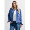Kurzjacke CECIL, Damen, Gr. XXL (46), blau (water blau), Stoff, Obermaterial: 60% Viskose, 40% Wolle, Futter: 60% Baumwolle, 40% Polyester, unifarben, casual, gerade hüftlang, V-Ausschnitt, Langarm Bündchen, Jacken, aus softem Materialmix
