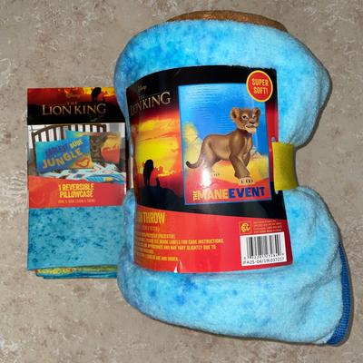 Disney Bedding | Disney Lion King Throw Blanket Mane Event & Reversible Pillowcase New | Color: Blue | Size: Os