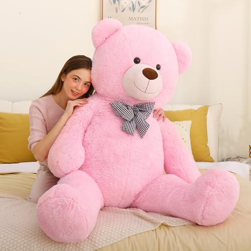 MorisMos Giant Teddy Bear Pink for Girlfriend, 150cm Large Bear Stuffed Animal Plush Toy Cuddly Soft, Kawaii Big Bear Teddy Presents for Girls Kids Women Birthday Party Decoration