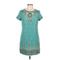 Champagne & Strawberry Casual Dress - Shift Crew Neck Short Sleeve: Teal Paisley Dresses - Women