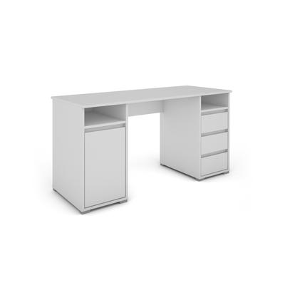 Schreibtisch mit 3 Schubladen, 1 Tür, 2 Fächern, 138x75x55 cm, weiß