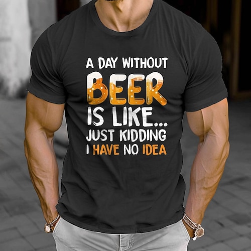 Druck T-Shirt Ärmel Cosplay Kostüm T-Shirt Bier Klassisch Streetstyle für Herren Erwachsene Heißprägen für Karneval Oktoberfestbier Party Alltagstauglich Image