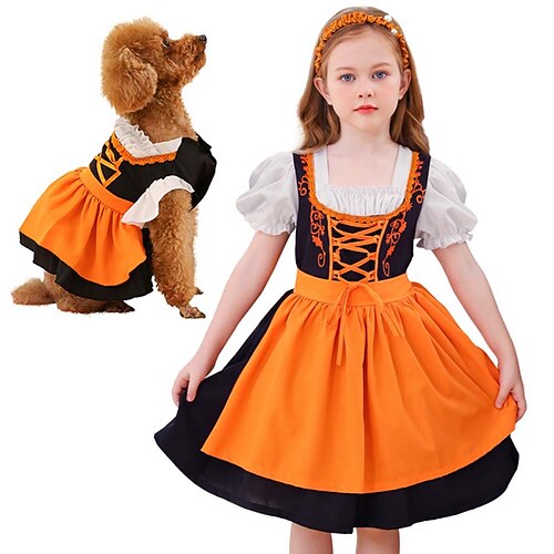 Oktoberfest Kleid Dirndl Dienstmädchen Deutsch München Wiesn Mädchen Hunde Stoff im traditionellen Stil Image
