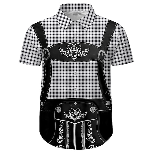 Bier Lederhosen-Print Hawaii-Hemden Aloha-Hemd Druck Grafik Für Herren Erwachsene Karneval Oktoberfestbier 3D-Druck Urlaub Party