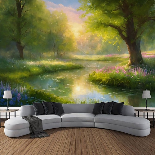 Kirschblüten Landschaft Wandteppich Wanddekoration großer Wandteppich Wanddeko Fotografie Kulisse Decke Vorhang Home Schlafzimmer Wohnzimmer Dekoration Wandtuch XXL Natur Image