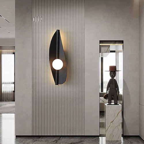 LED-Innenwandleuchte, warmweiß, 5 W, Glas-Wandleuchte aus der Mitte des Jahrhunderts, halbmondförmiges Finish, Wandmontage, Innendekor-Wandleuchte für Wohnzimmer, Esszimmer, Schlafzimmer, Flur, Bar, Image