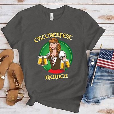 Bier Cosplay Kostüm T-Shirt-Ärmel Bedruckt Klassisch Streetstyle Für Damen Erwachsene Karneval Oktoberfestbier Heißprägen Party Casual Image