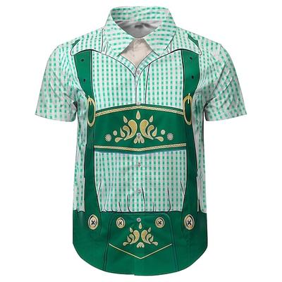 Oktoberfestbier Bluse / Hemd Lederhosen Bedruckt Grafik Für Herren Erwachsene Karneval Oktoberfestbier 3D-Druck Party Urlaub Image