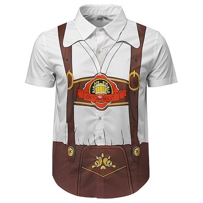 Oktoberfestbier Bluse / Hemd Lederhosen Bedruckt Grafik Für Herren Erwachsene Karneval Oktoberfestbier 3D-Druck Party Urlaub Image