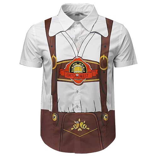 Oktoberfest Lederhosen-Print Hawaii-Hemden Aloha-Hemd Druck Grafik Für Herren Erwachsene Karneval Oktoberfestbier 3D-Druck Urlaub Party