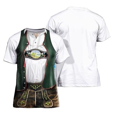 Oktoberfestbier Bayerisch T-Shirt-Ärmel Lederhosen 3D Grafik Für Paar Herren Damen Erwachsene Karneval Oktoberfestbier 3D-Druck Party Casual Image