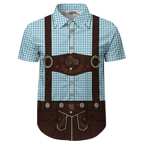 Hawaii-Hemden Aloha-Hemd Druck Lässig Bayerisch Grafik für Herren Erwachsene 3D-Druck für Karneval Oktoberfestbier Urlaub Party Image