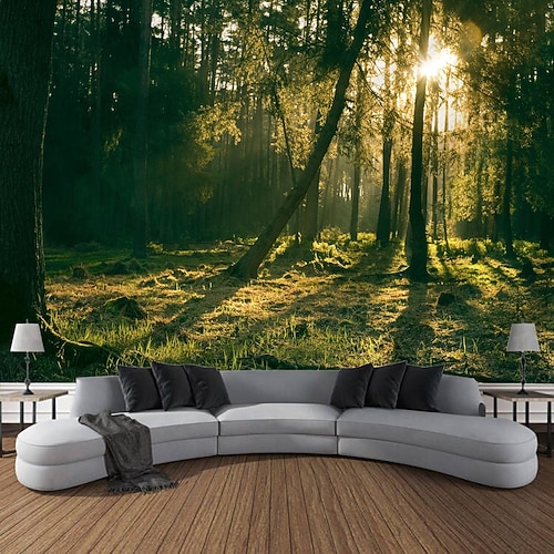 Natur Wald Weg hängen Wandteppich Kunst große Wandteppich Wandbild Dekor Fotografie Hintergrund Decke Vorhang Haus Schlafzimmer Wohnzimmer Dekoration Wandtuch XXL Natur Image