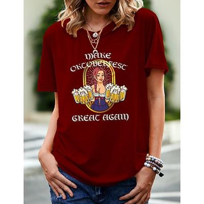 Bier Cosplay Kostüm T-Shirt-Ärmel Bedruckt Klassisch Streetstyle Für Damen Erwachsene Karneval Oktoberfestbier Heißprägen Party Casual Image