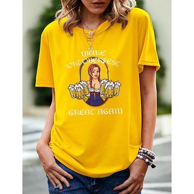 Bier Cosplay Kostüm T-Shirt-Ärmel Bedruckt Klassisch Streetstyle Für Damen Erwachsene Karneval Oktoberfestbier Heißprägen Party Casual Image