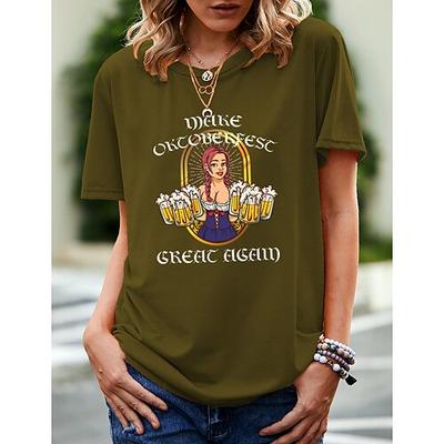 Bier Cosplay Kostüm T-Shirt-Ärmel Bedruckt Klassisch Streetstyle Für Damen Erwachsene Karneval Oktoberfestbier Heißprägen Party Casual Image