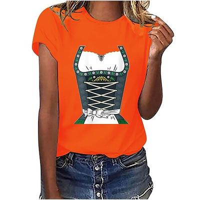 Bier Cosplay Kostüm T-Shirt-Ärmel Bedruckt Klassisch Streetstyle Für Damen Erwachsene Karneval Oktoberfestbier Heißprägen Party Casual Image