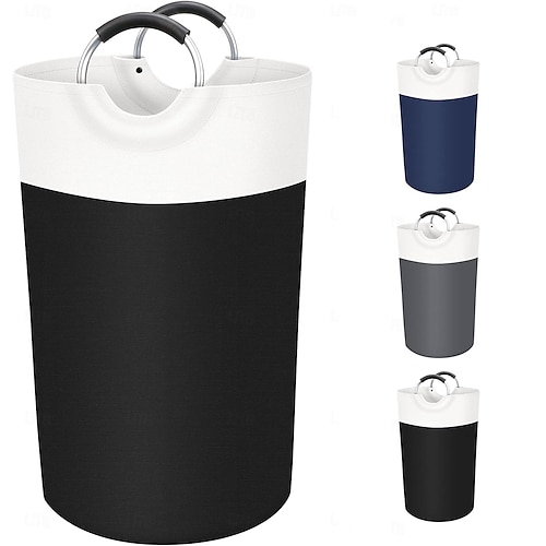 Wäschekorb, Wäschesammler, zusammenklappbare Wäschekörbe, Wäschesammler, wasserdicht mit schaumstoffgeschützten Aluminiumgriffen für Studentenwohnheim, Familie, 90 l Image