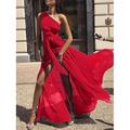 Damen Maxikleid Cocktailkleid Kleid für Hochzeitsgäste Chiffonkleid A Linie Kleid Elegant Sexy Formell Hochzeit Party Normale Passform Ärmellos V Ausschnitt Gelb Rote Purpur Grün Sommer