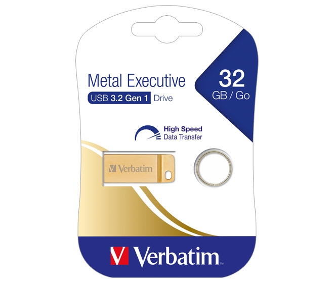 Verbatim USB 3.2 Stick 32GB, Metal Executive, Gold Image