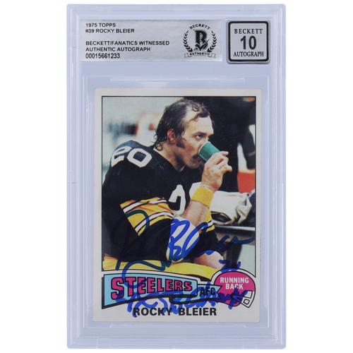 Rocky Bleier Pittsburgh Steelers signiert 1975 Topps #39 Beckett Fanatics bezeugt authentifizierte 10 Rookie-Karte mit 