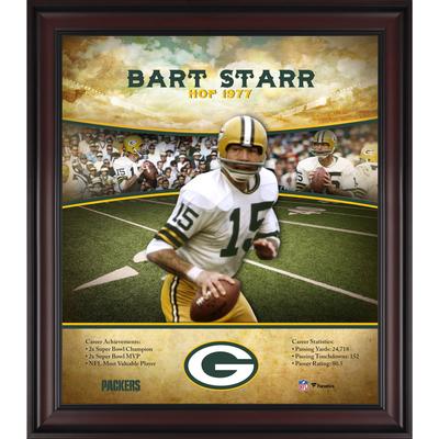 Bart Starr Green Bay Packers Hall of Fame Karriereprofil, gerahmt, 15 x 17 Zoll Image