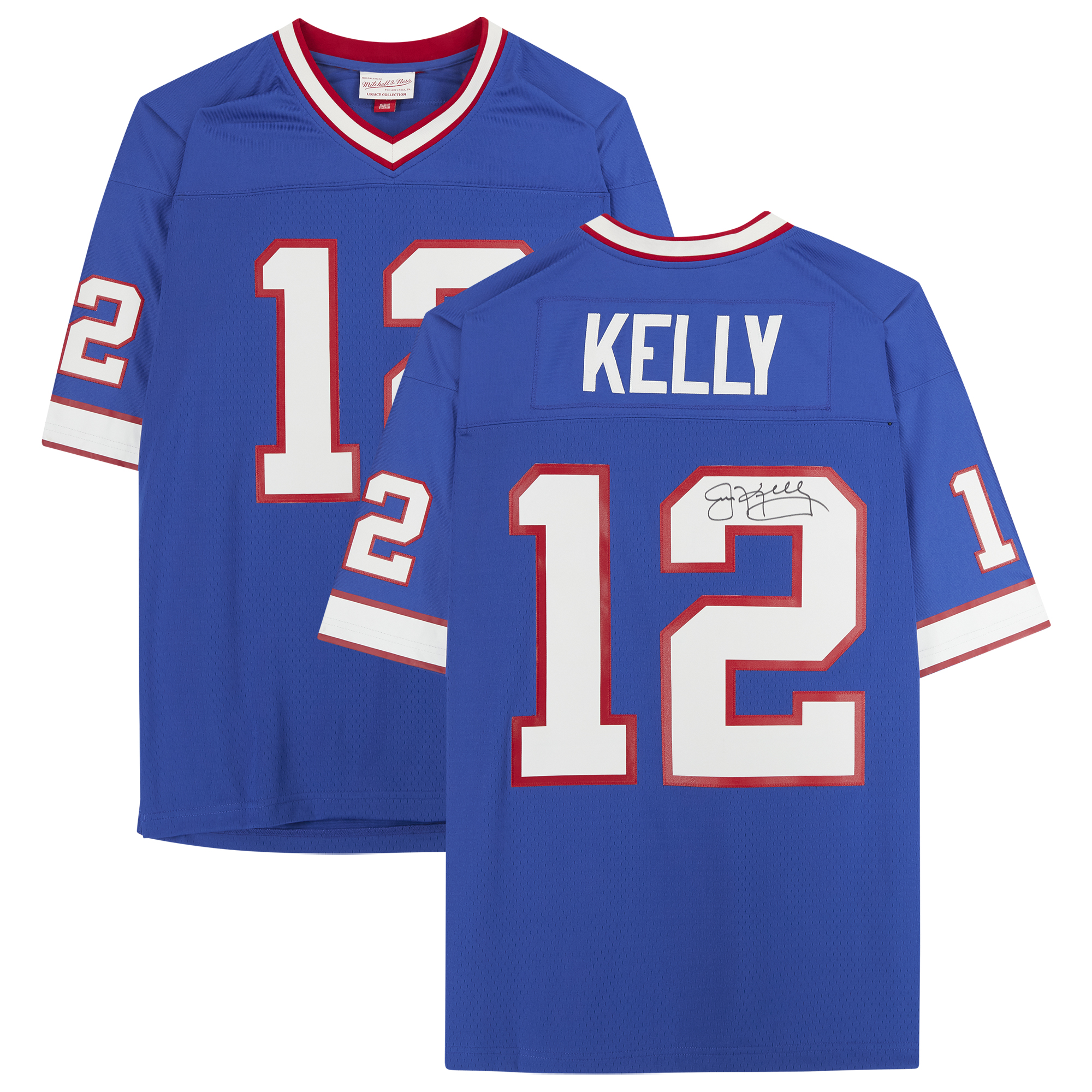 Jim Kelly – Signiertes Mitchell & Ness-Replika-Trikot der Buffalo Bills in Blau Image