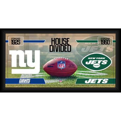 New York Jets vs. New York Giants Gerahmte 10" x 20" Haus geteilte Football-Collage Image